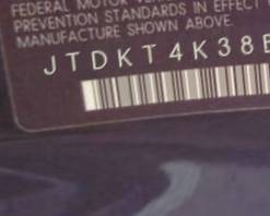 VIN prefix JTDKT4K38B53