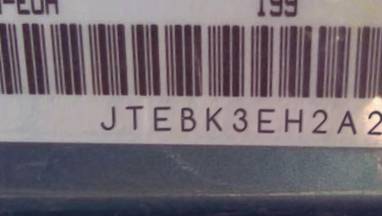 VIN prefix JTEBK3EH2A21
