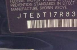 VIN prefix JTEBT17R8300