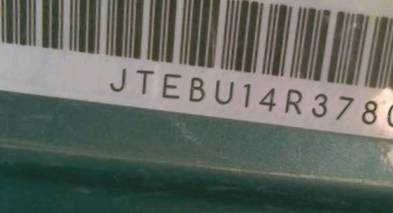 VIN prefix JTEBU14R3780