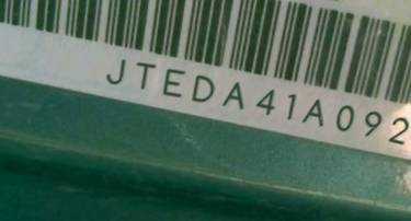 VIN prefix JTEDA41A0920