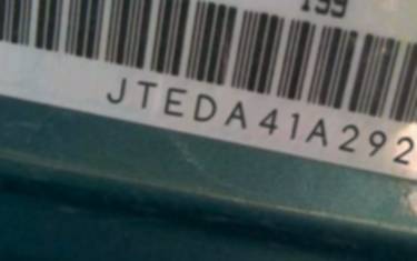 VIN prefix JTEDA41A2920