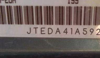 VIN prefix JTEDA41A5920