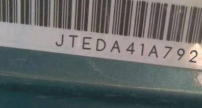 VIN prefix JTEDA41A7920