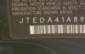 VIN prefix JTEDA41A8920