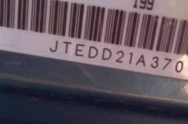 VIN prefix JTEDD21A3701