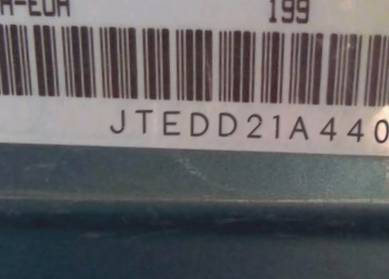 VIN prefix JTEDD21A4401