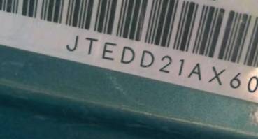 VIN prefix JTEDD21AX601