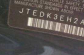 VIN prefix JTEDK3EH2A21
