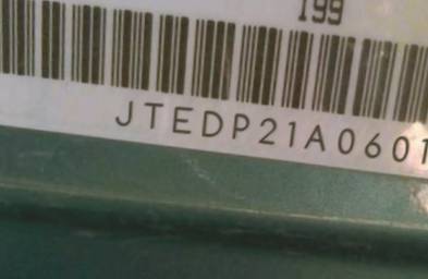 VIN prefix JTEDP21A0601