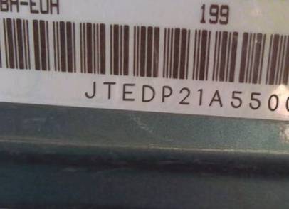 VIN prefix JTEDP21A5500