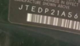 VIN prefix JTEDP21A5601
