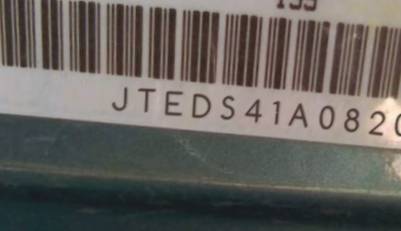 VIN prefix JTEDS41A0820