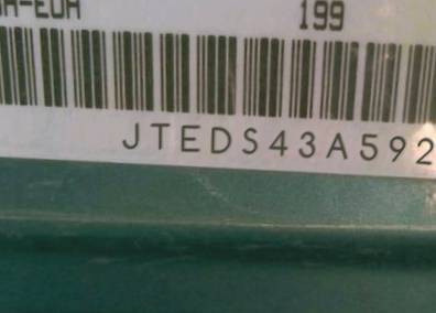 VIN prefix JTEDS43A5920