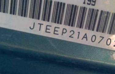VIN prefix JTEEP21A0702