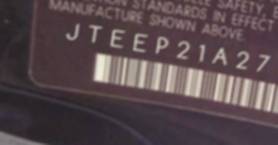 VIN prefix JTEEP21A2702