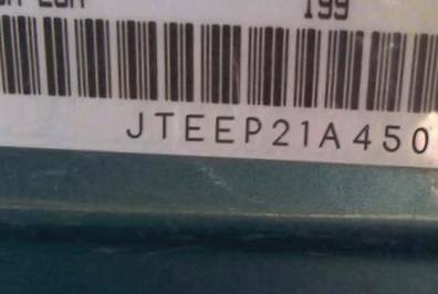 VIN prefix JTEEP21A4500