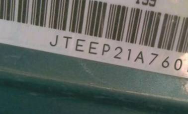VIN prefix JTEEP21A7601