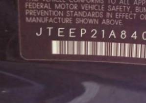 VIN prefix JTEEP21A8400