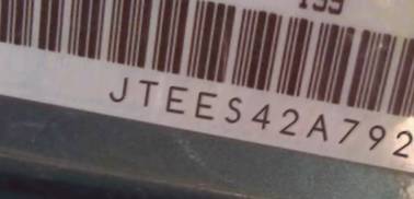 VIN prefix JTEES42A7921