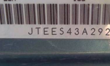 VIN prefix JTEES43A2921