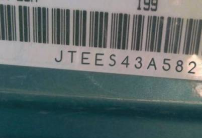 VIN prefix JTEES43A5821