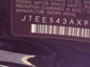 VIN prefix JTEES43AX921