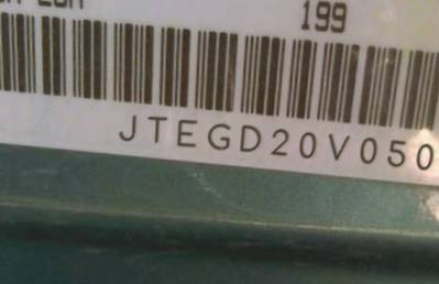 VIN prefix JTEGD20V0500