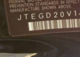 VIN prefix JTEGD20V1400