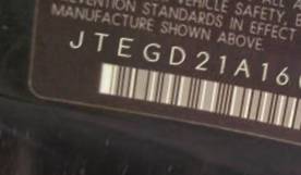 VIN prefix JTEGD21A1601