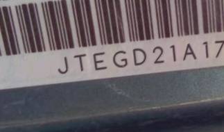 VIN prefix JTEGD21A1701