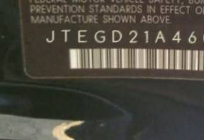 VIN prefix JTEGD21A4601