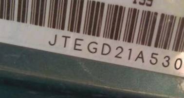 VIN prefix JTEGD21A5300