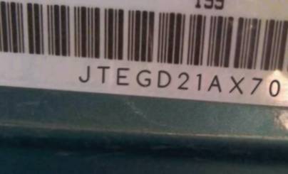 VIN prefix JTEGD21AX701