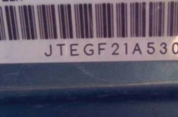 VIN prefix JTEGF21A5300