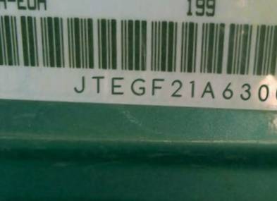 VIN prefix JTEGF21A6300