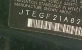 VIN prefix JTEGF21A8200