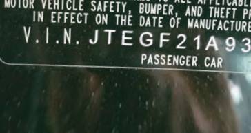 VIN prefix JTEGF21A9300