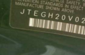 VIN prefix JTEGH20V0200