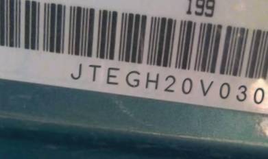 VIN prefix JTEGH20V0300