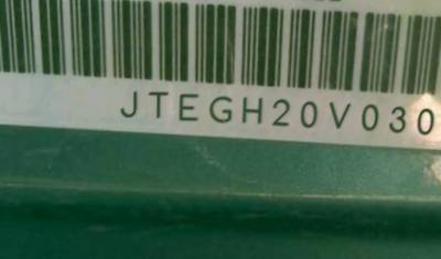 VIN prefix JTEGH20V0301
