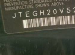 VIN prefix JTEGH20V5200