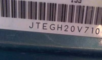 VIN prefix JTEGH20V7100
