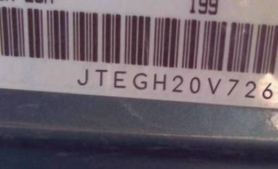 VIN prefix JTEGH20V7260