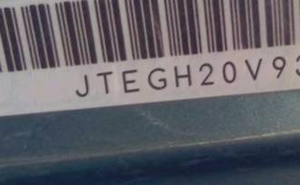 VIN prefix JTEGH20V9360