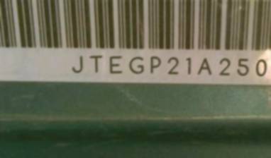 VIN prefix JTEGP21A2500