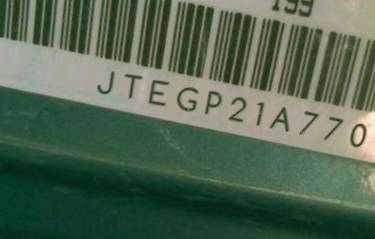 VIN prefix JTEGP21A7701