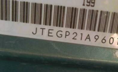 VIN prefix JTEGP21A9601