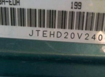 VIN prefix JTEHD20V2400
