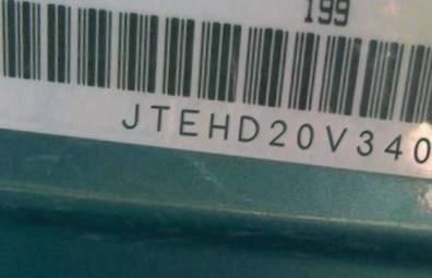 VIN prefix JTEHD20V3400